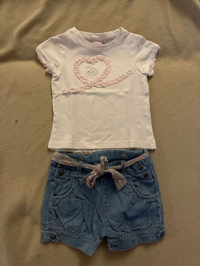Tee shirt manches courtes et short taille 2 ans