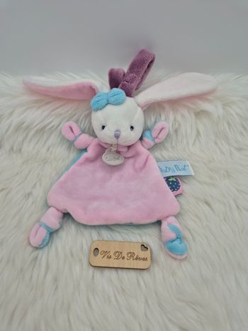 Doudou lapin Attache Tétine Baby Nat Berry Bn0240