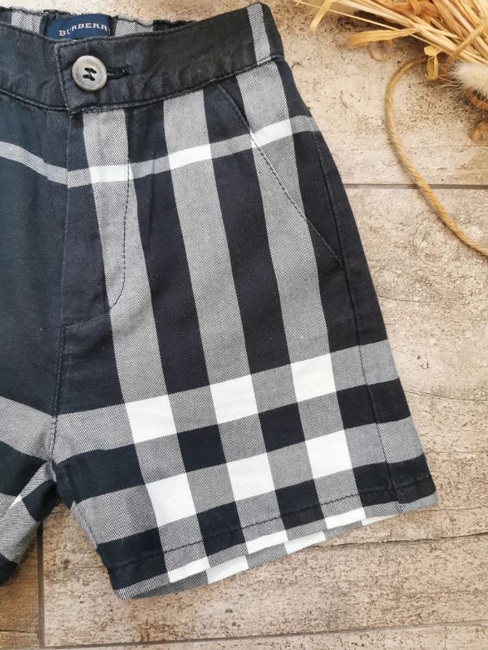🌹Burberry très joli short/Bermuda bébé garçon coton noir rayé blanc gris 6mois - photo numéro 13