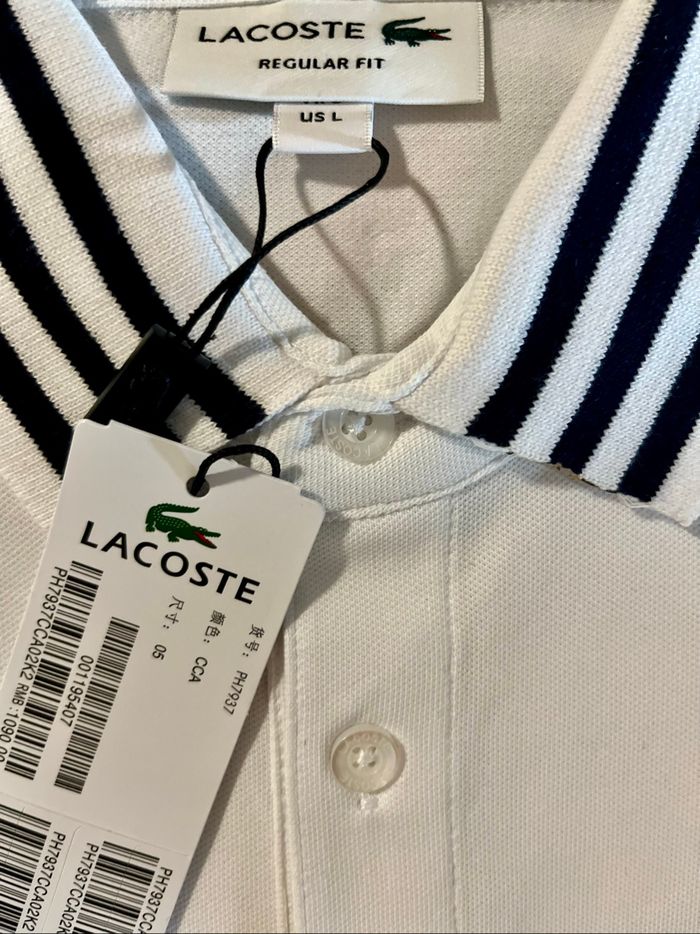 Polo Lacoste blanc manches courtes – Taille L – Neuf avec étiquettes - photo numéro 3