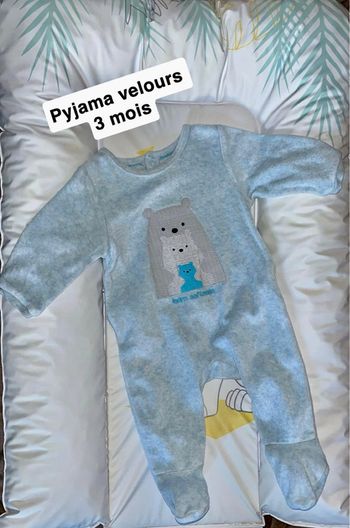Pyjama velours bleu ours 6mois okaibi