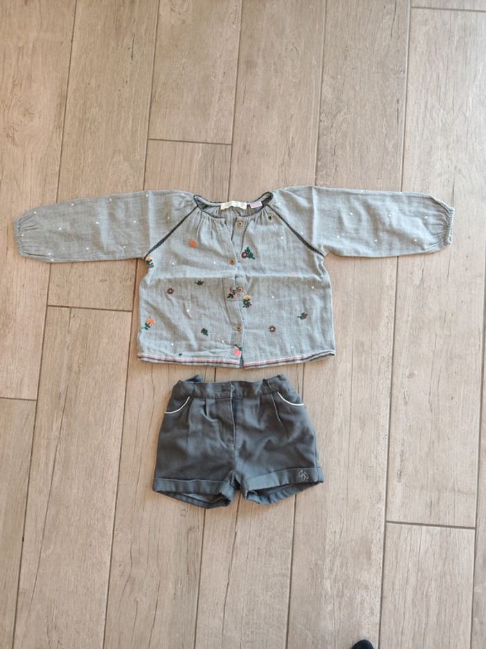 Ensemble assorti gris fille 2 ans