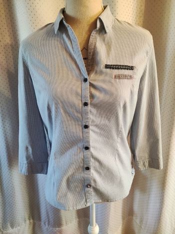 Chemise Cache cache à fines rayures, taille 2 soit taille 38, TBE!