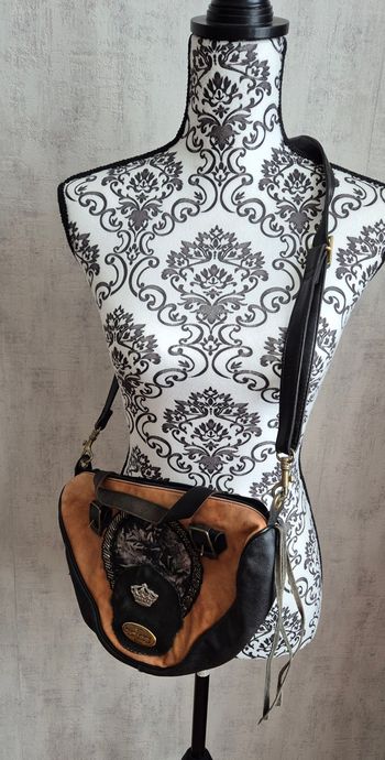 Sac vintage en cuir ivo alessandrini l marron et noir
