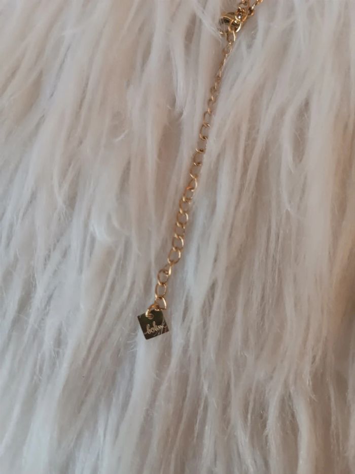 Collier doré en acier inoxydable pierres noires Bohm Neuf - photo numéro 4