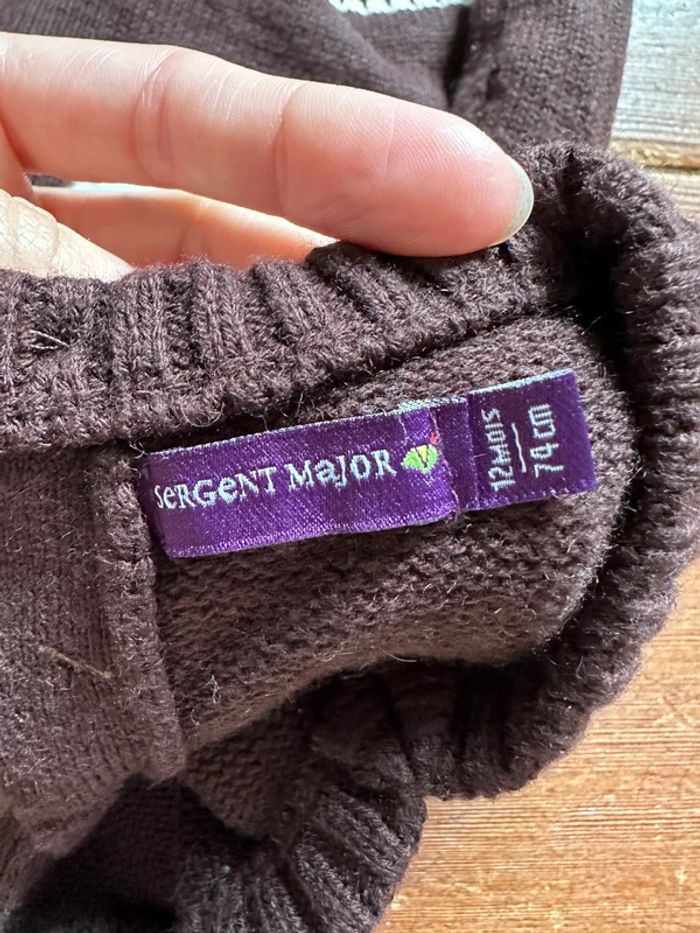 Pull Sergent Major sans manches marron mouton 12 mois - photo numéro 3