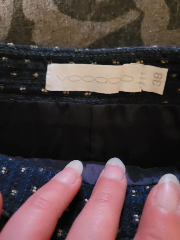 Jupe bleu marine et doré, doublé, chaude et élégante - photo numéro 5