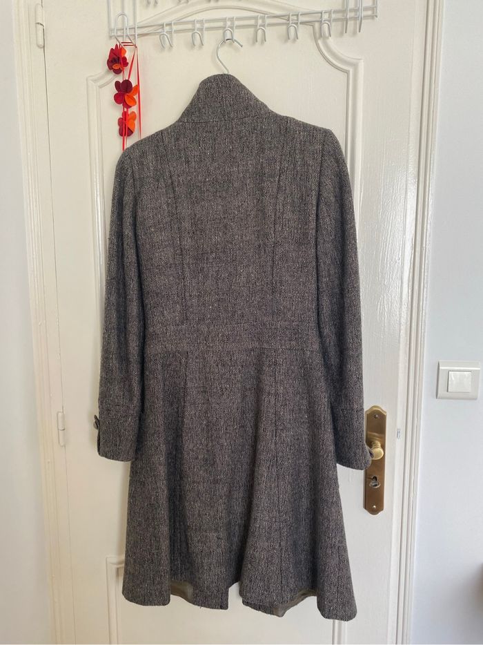 Manteau  en laine  beige  et marron - photo numéro 3