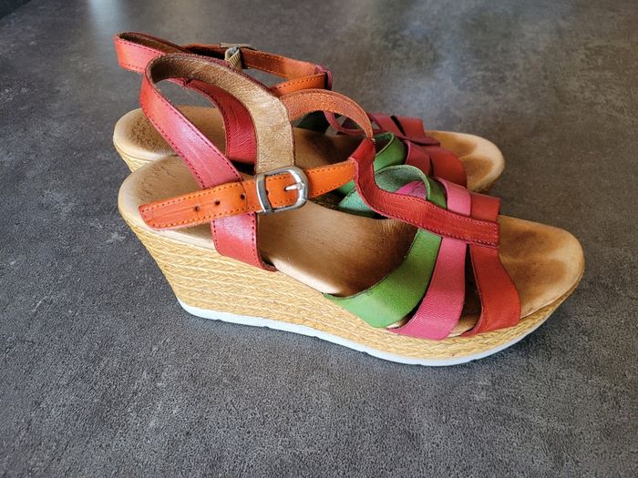 Sandales compensées semelle en cuir 39 - photo numéro 3