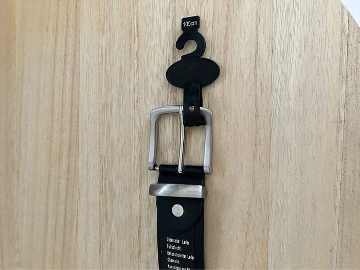 Ceinture en cuir noir taille 105 cm - photo numéro 3