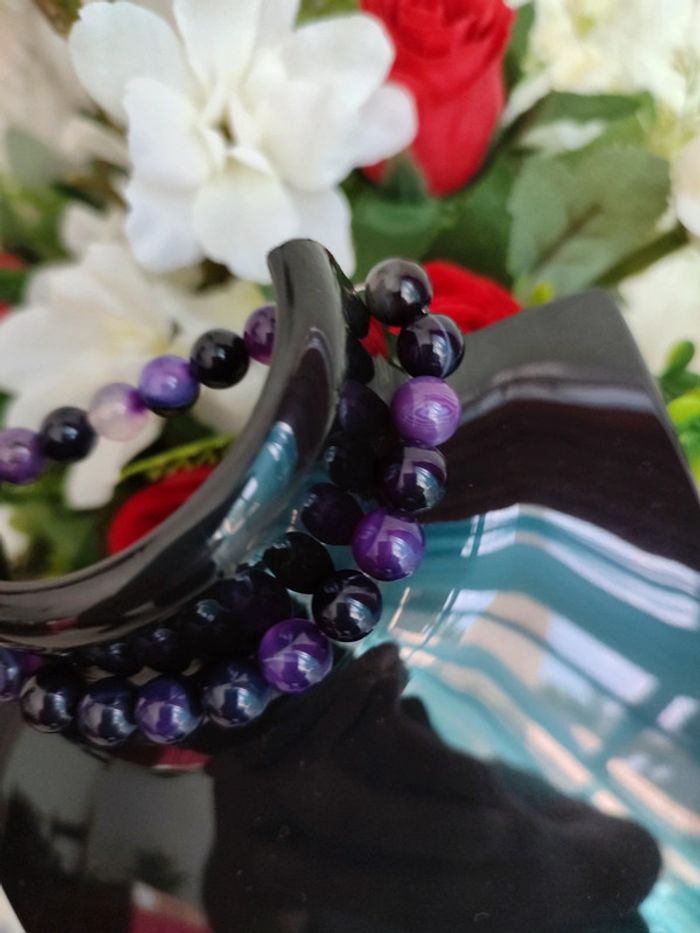 Bracelet en pierres naturelles d améthyste - photo numéro 2