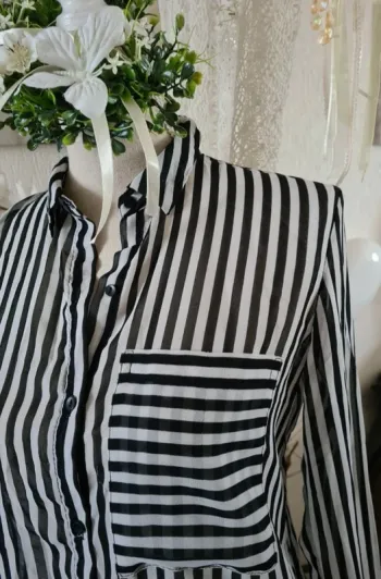 Chemise rayée noir/blanc Zara Taille S