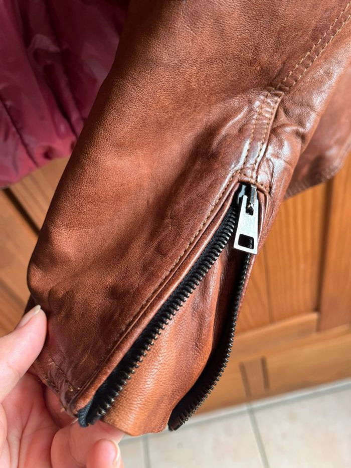 Très belle veste en cuir marron Dëlan - photo numéro 6