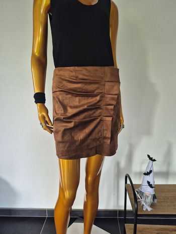 Jupe Courte Plissée Marron Femme Taille L/40
