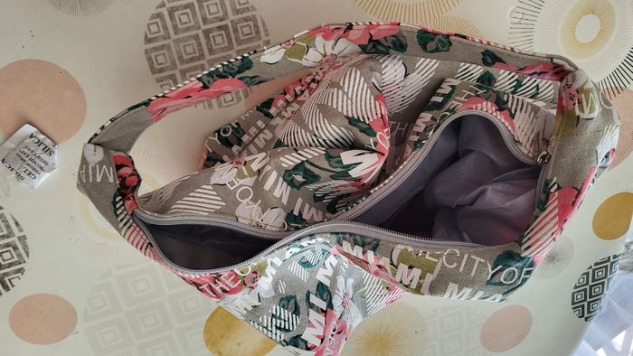 Robin Ruth Sac Miami -Porté Epaule&Fermeture Intégrale-Blanc, Lin&Motif Floral en TBE - photo numéro 9