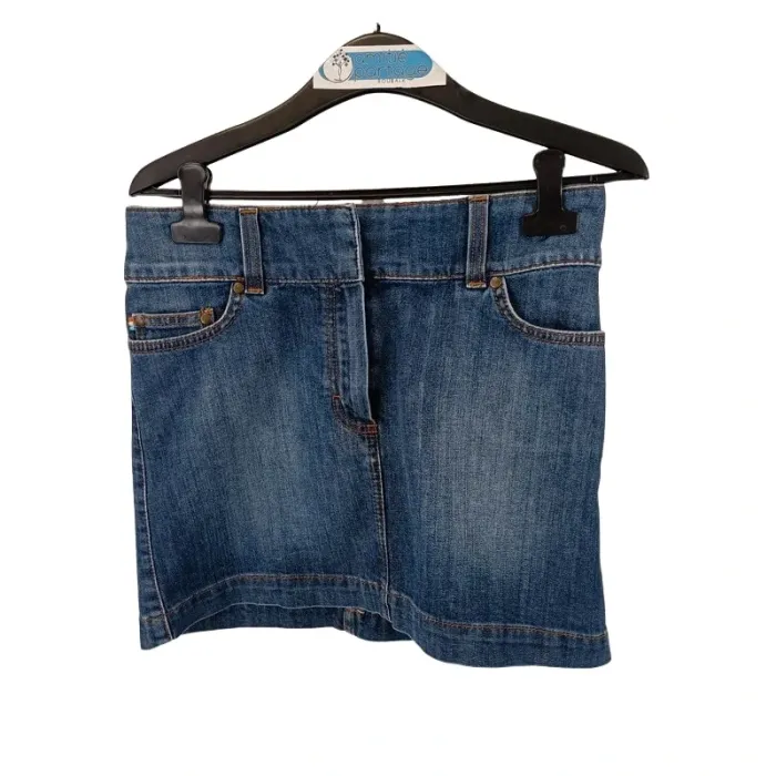 Mini jupe en jean Kookai - taille 36 - agraphe + zip - empiècements jeans A180
