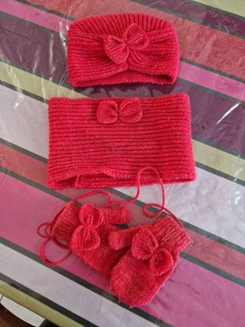 Ensemble moufle, tour de cou béret