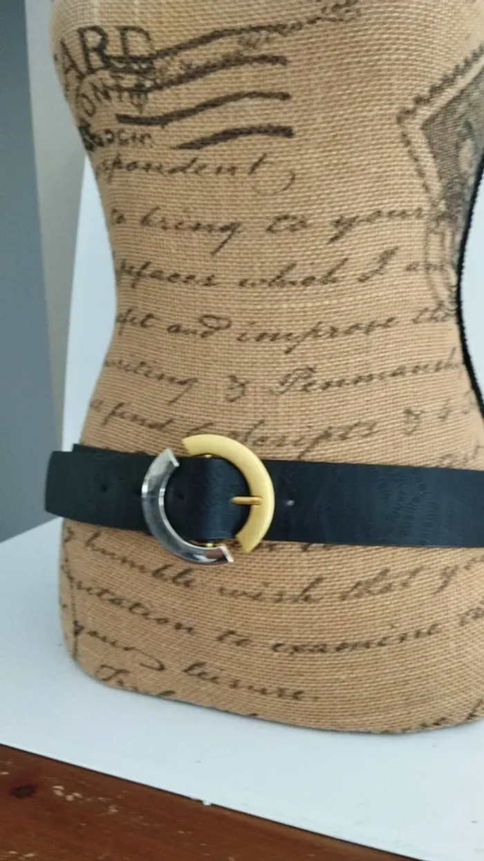Ceinture noire boucle doré 95 cm femme - photo numéro 3