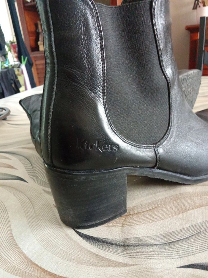 Bottines à talons noires en cuir Kickers 39 - photo numéro 9