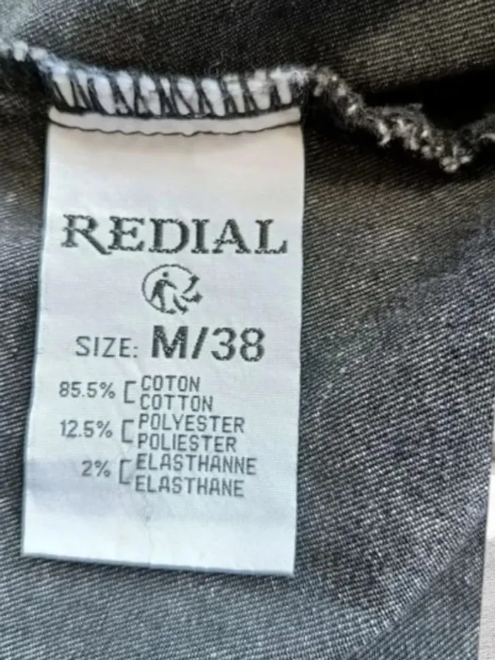 Veste jean Redial ,nuances de gris ,épaules froncés ,coupe droite , stretch - photo numéro 11