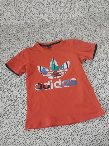 T-shirt Adidas Originals orange garçon 7-8 ans logo trèfle coton