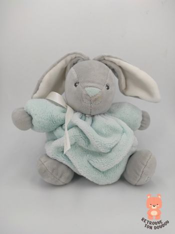 Doudou Boule Lapin Plume Gris Bleu Kaloo