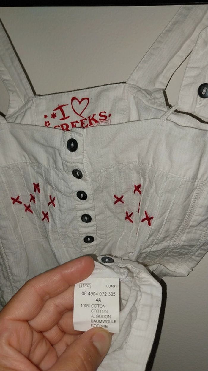 Combishort/ Salopette Creeks blanche état neuf Taille 4 ans - photo numéro 3