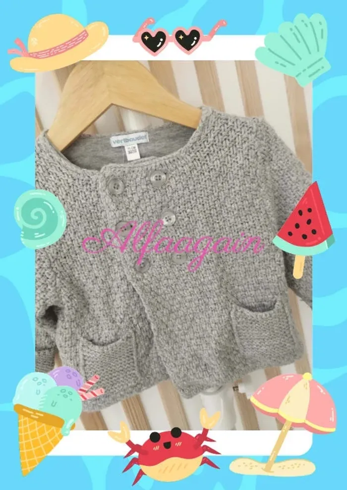 Gilet gris tricot fille 9mois Vertbaudet - photo numéro 6