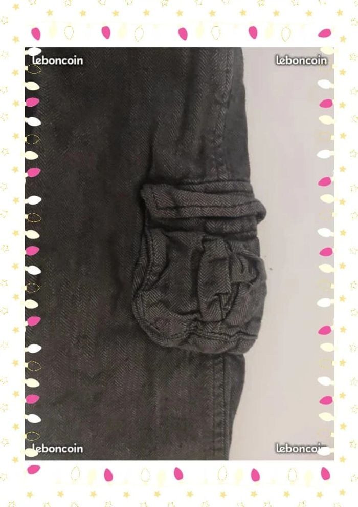 Pantalon cargo gris noir 3 ans avec poches sur les côtés marque bout'chou avec élastique a la taille - photo numéro 4