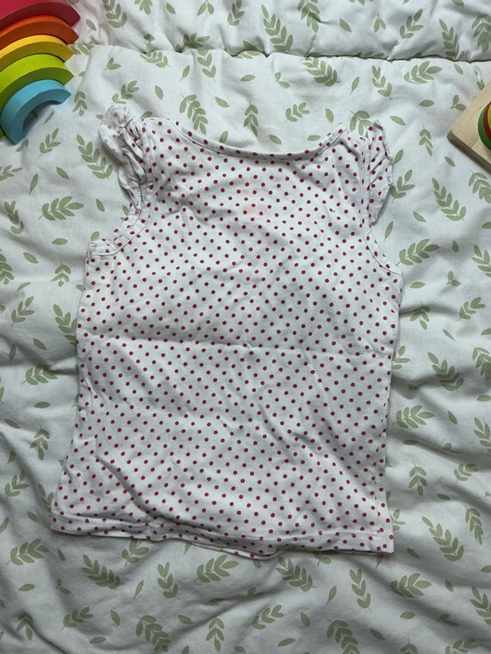 débardeur blanc à pois rose kimbaloo 36 mois - photo numéro 5