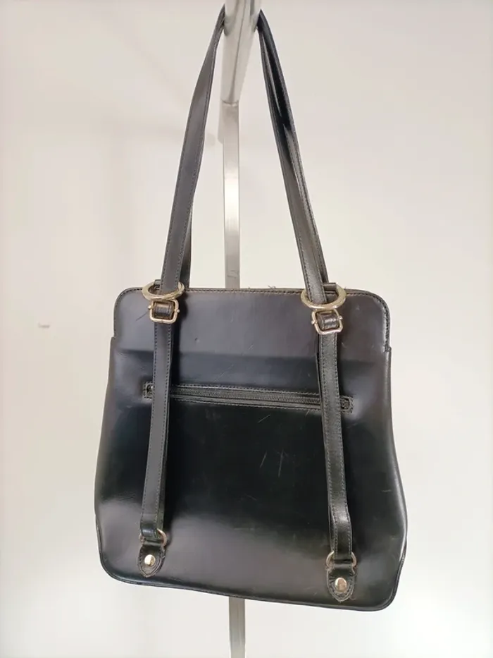 sac à main hexagona paris noir cuir chic léger vintage - photo numéro 2