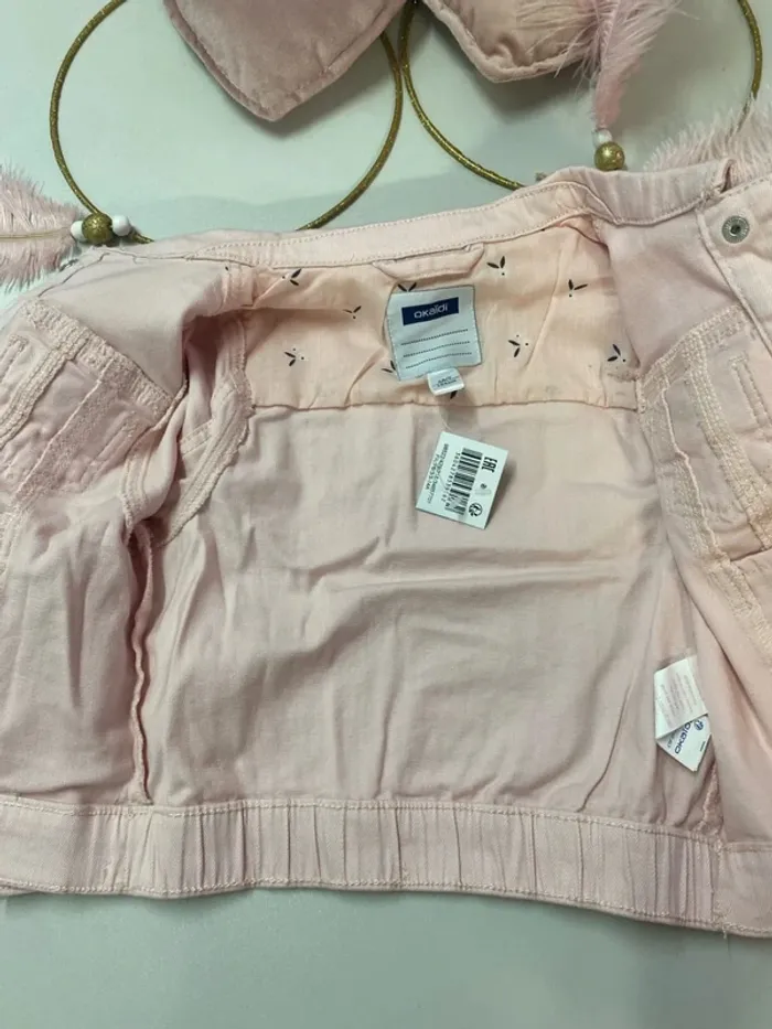 Veste fille - jeans - rose - neuf- Okaïdi - Taille 4 ans - photo numéro 3