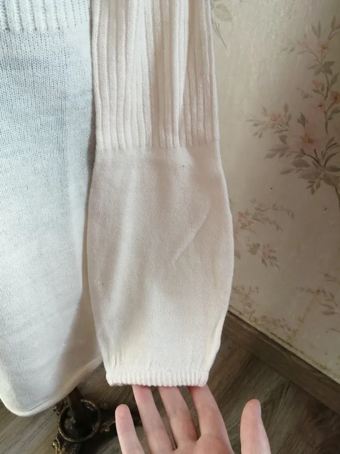 Robe pull blanche crème avec boutons manches bouffantes et lien / on the town / (8ans) - photo numéro 4