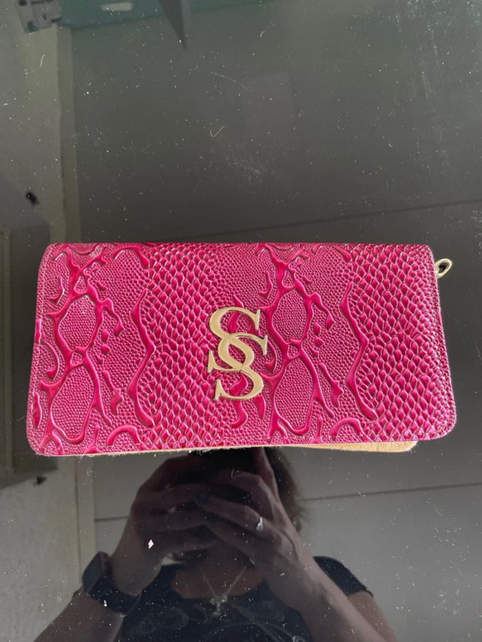 Portefeuille, rose, python
