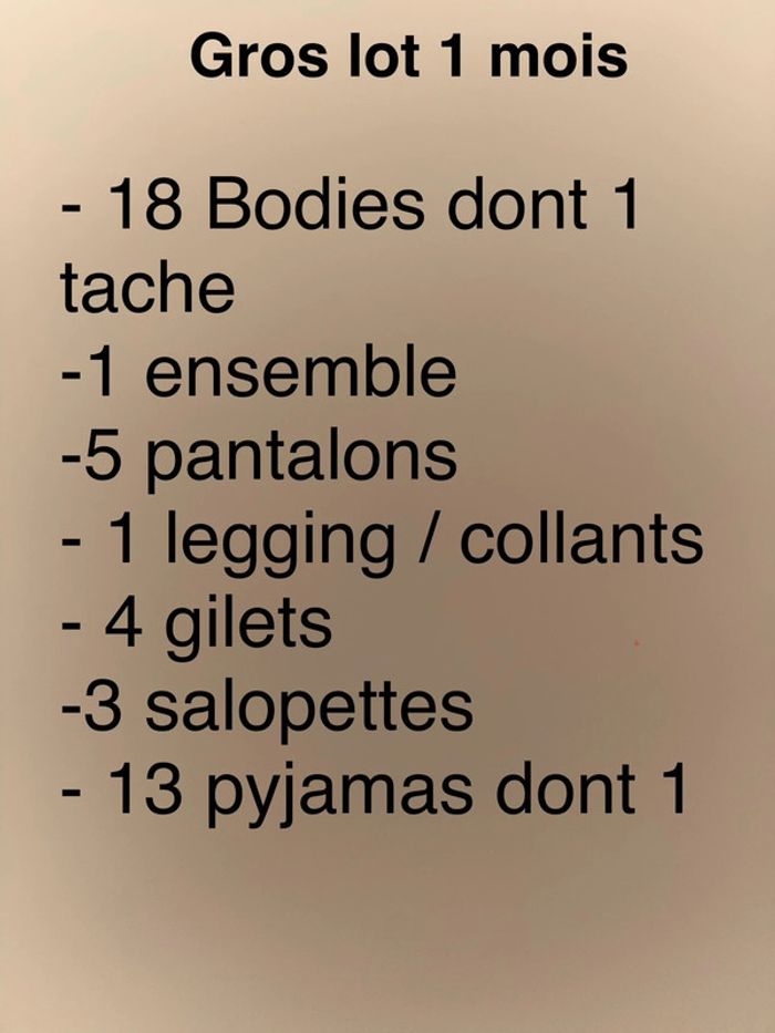 Gros lot 1 mois