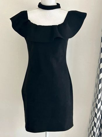 Robe Noire Orcelly - Aspect 'Peau de Pêche' - Taille 38