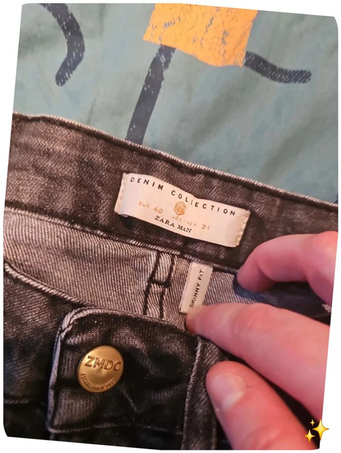 Jean skinny fit troué gris zara 40 homme - photo numéro 2