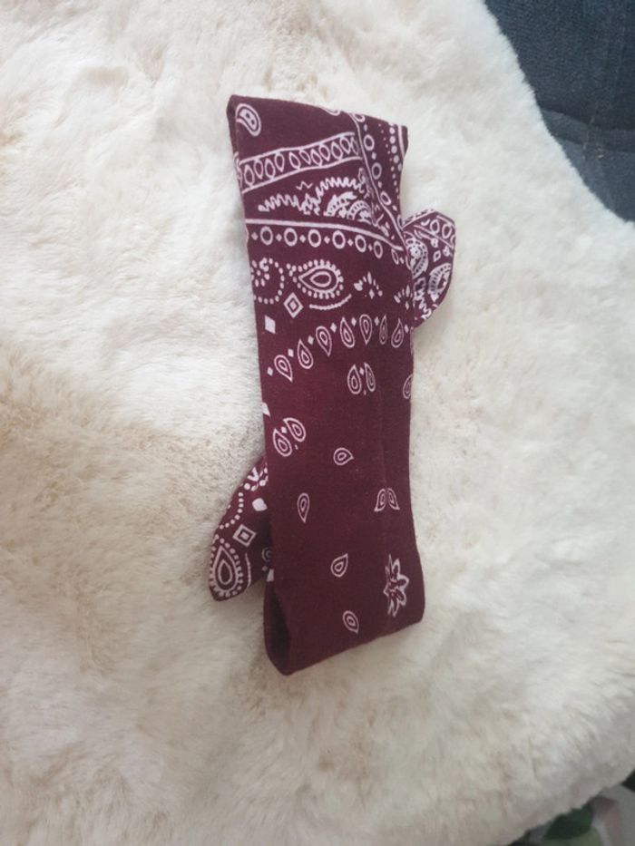 Bandeau bandana cheveux bordeaux - photo numéro 3