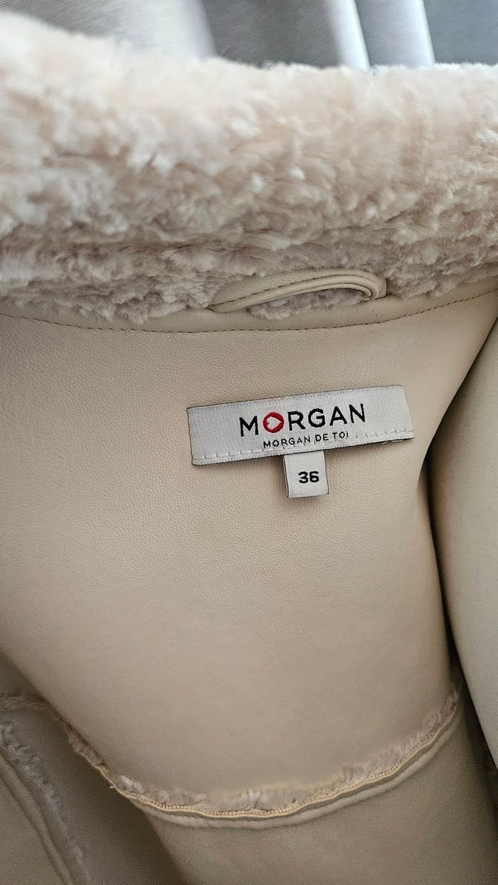Veste bouclettes beige, taille 36, Morgan - photo numéro 2