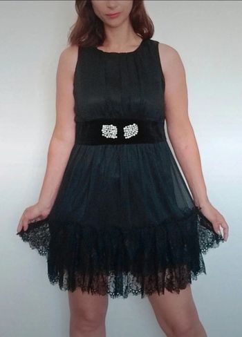 Robe soirée vintage chic ceinture perlée TU