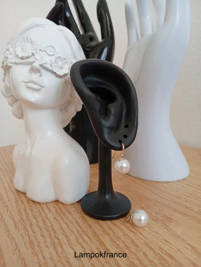Boucles d'oreilles d'orée a perle blanche femme fêtes soirée chic mariage anniversaire - photo numéro 4