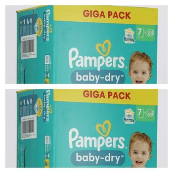 Lot de 180 Couches Pampers Baby Dry 15+ kg Taille 7 Neuf