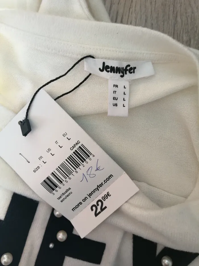 Pull fin doux crème à message hey avec perles / jennyfer / (L) - photo numéro 6
