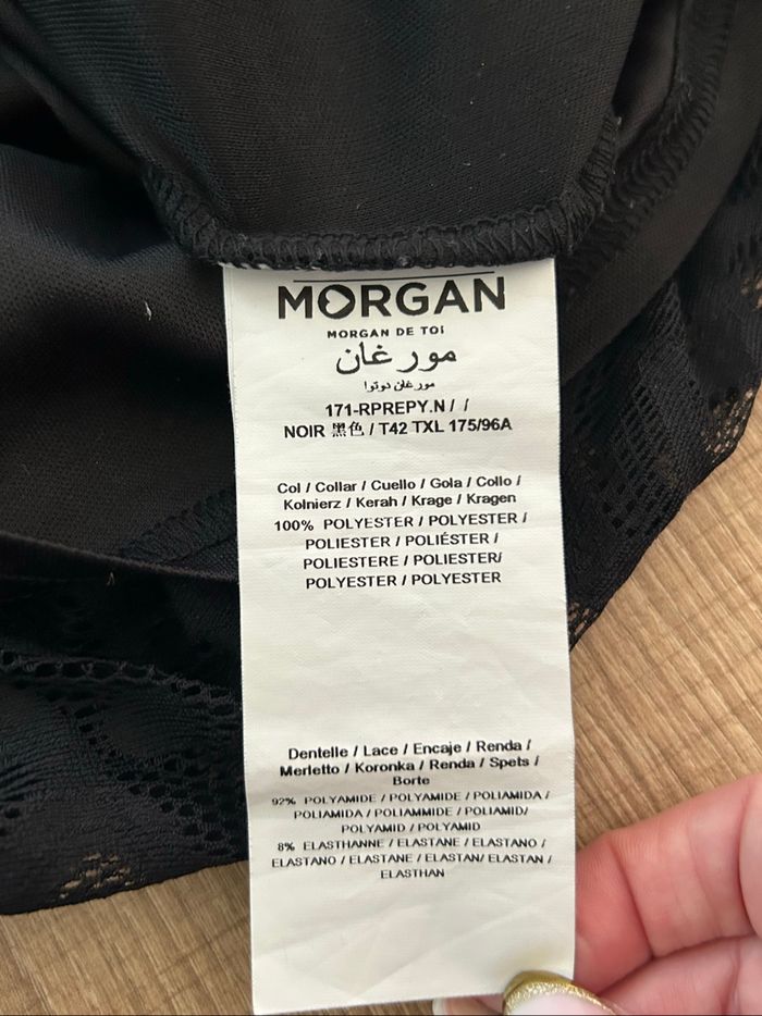 Robe noire en dentelle à manches courtes Morgan taille 42 bon état - photo numéro 10