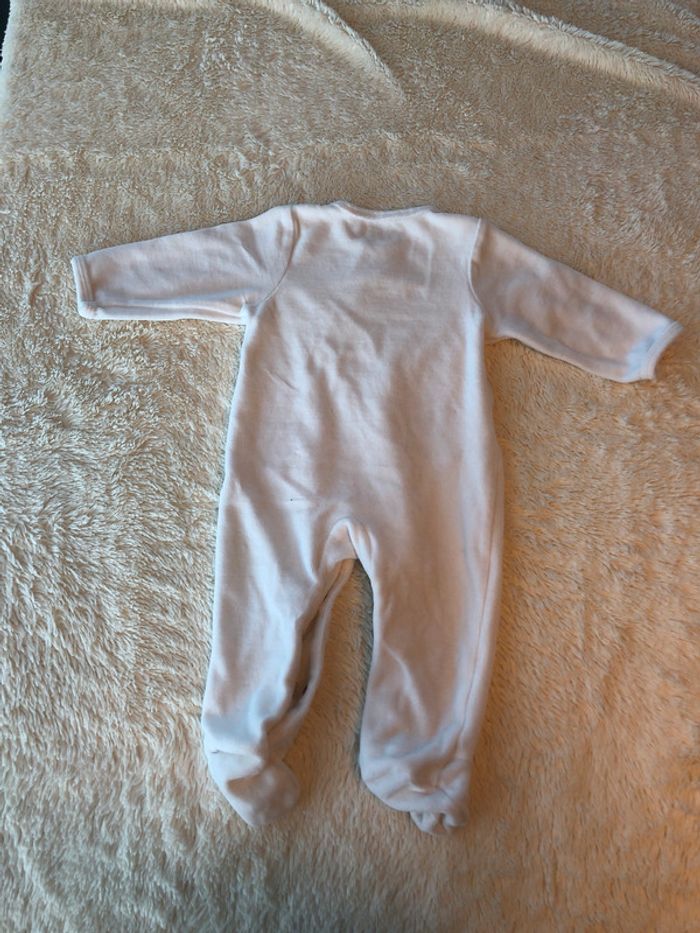 Pyjama velours Vertbaudet blanc tulipe 6m - photo numéro 2