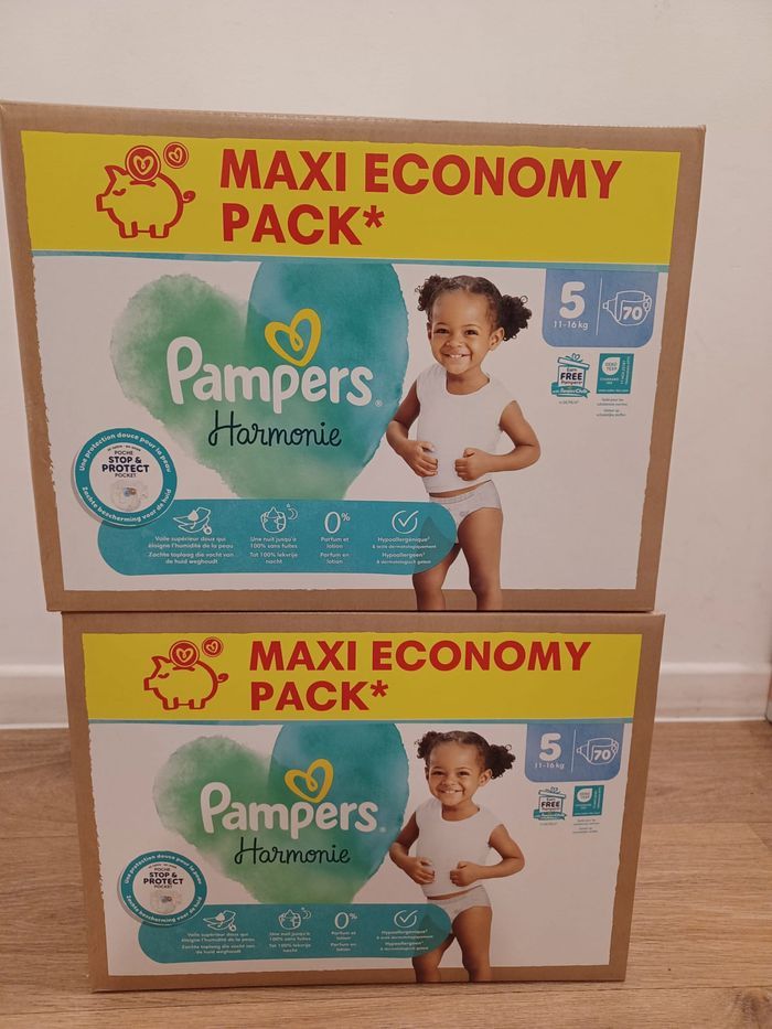 2 cartons Pampers harmonie MaxiEcoPack Taille 5 - carton de 70 couches