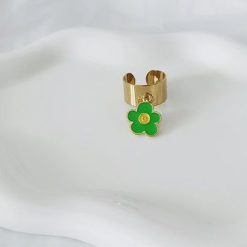 Bague ajustable dorée en acier inoxydable à breloque