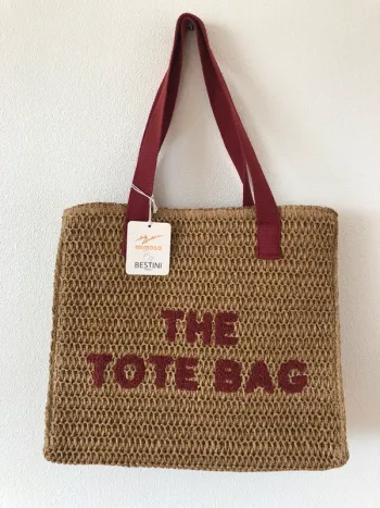 Cabas tote bag sac de plage beige bordeaux