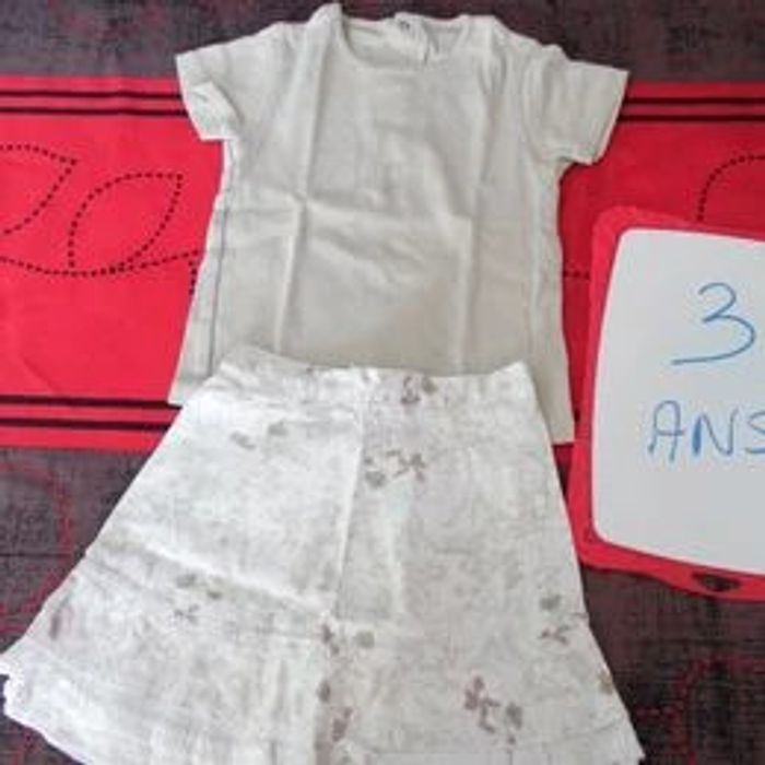 Lot de vêtements fille 3 ans beige et blanc - photo numéro 3