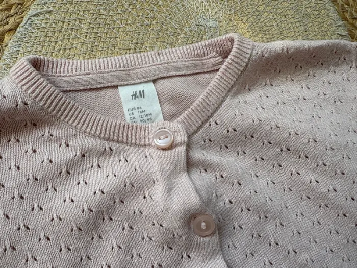 Gilet ajouré rose coton H&M 12 / 18 mois équivalent 24 mois 2 ans - photo numéro 4